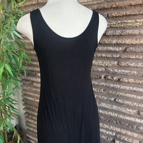 White & Warren Black Sleeveless Jersey Knit Maxi Dress Resort Casual Size Small - Picture 6 of 9
